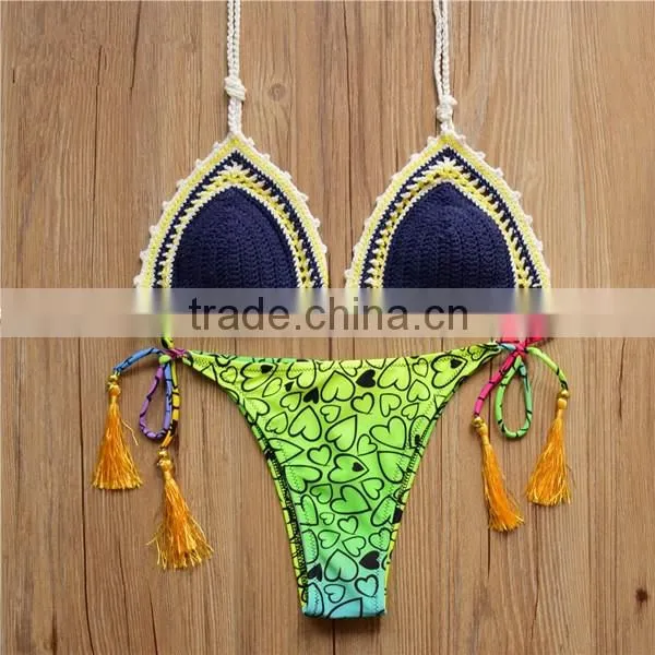 Navy blue Crochet Brazilian Bikini, Sexy exotic bikini women crochet swimsuit