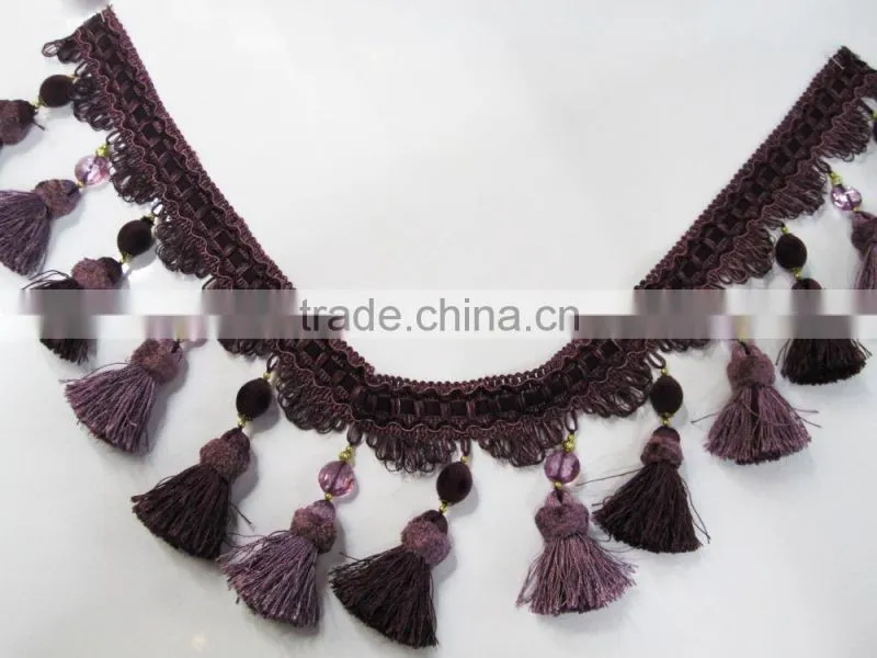 new purple tassel fringe,curtain trimmings tassel fringes
