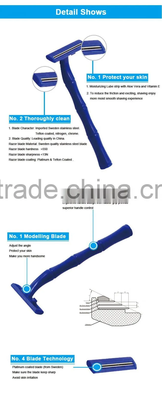 Wholesale Fashion Design Comfortable Hot Sale Five Blade Razor