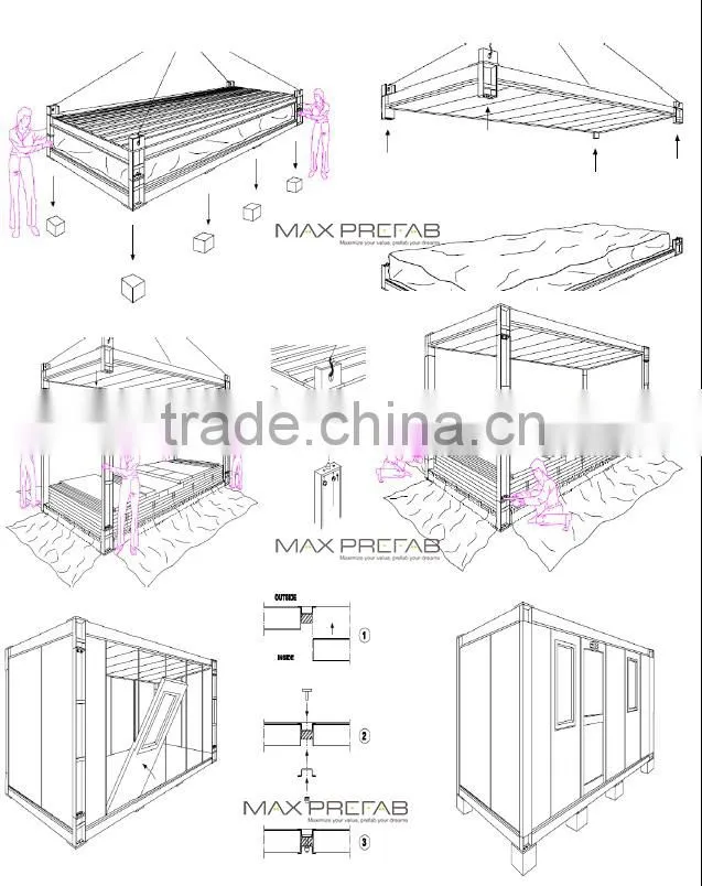 2 storey Luxury prefab movable Glass Container House for sale