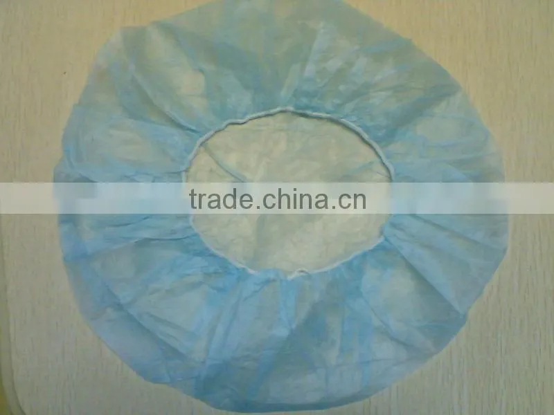 21" disposable non-woven blue bouffant cap