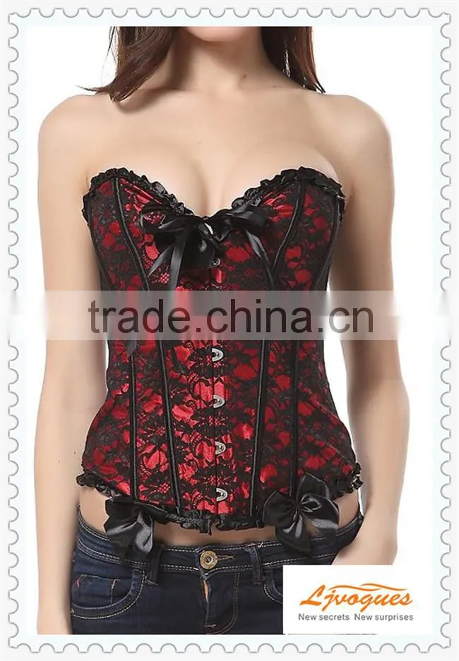 On sale overbust corset waist training top dance club corsets with Lace up