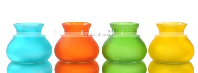 Dumpy Shape Frosted Colored Glass Vase For Home Decor