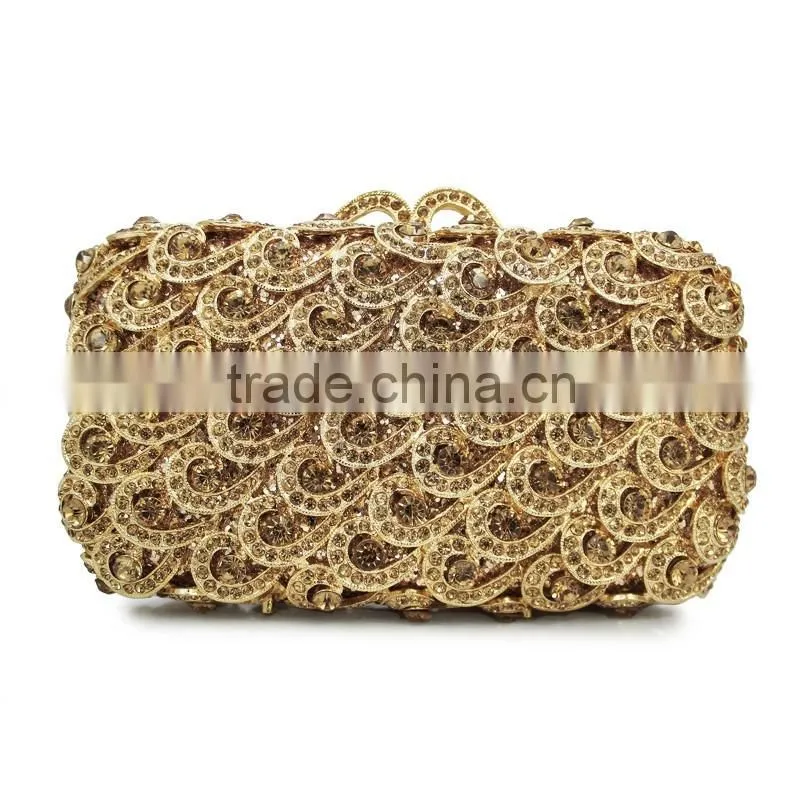 gold crystal rhinestone elegant wedding diamante ladies clutch evening bag (88161A-GG)