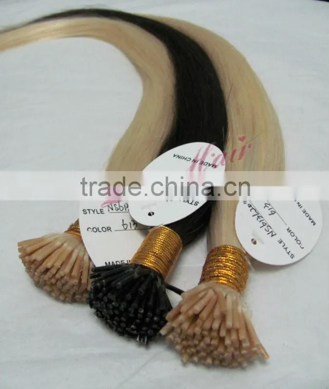 top quality I tip 100% unprocessed virgin Indian human hair extensions