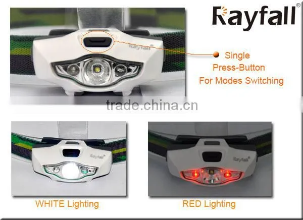 Shenzhen rayfall hot direct selling 3 led head torch led with red sos lighting mode