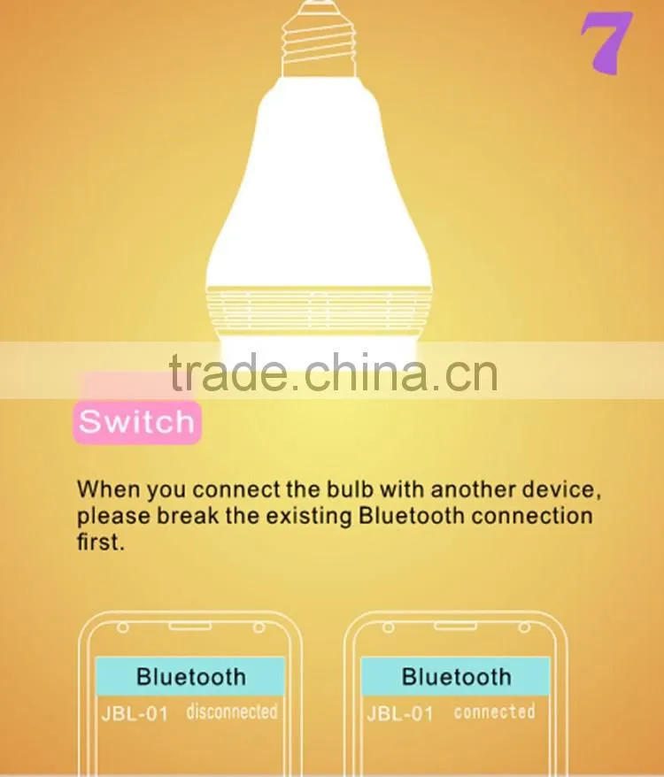 Smart Bluetooth LED Light Bulbs Wireless Control Speaker Smart Music Audio Speaker LED RGB Color Bulb Light Lamps