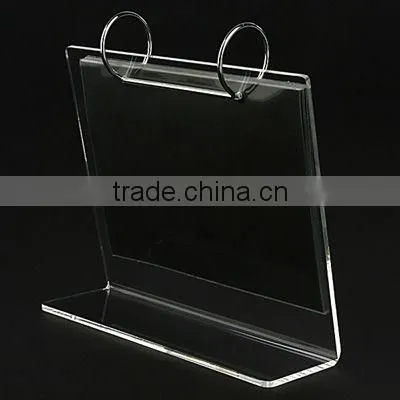high quality clear acrylic L shape calendar dislay holder with photo frame wholesale