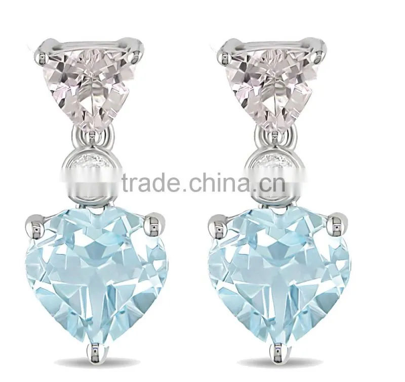 Large precious stone sterling silver pendant, blue zircon pendants