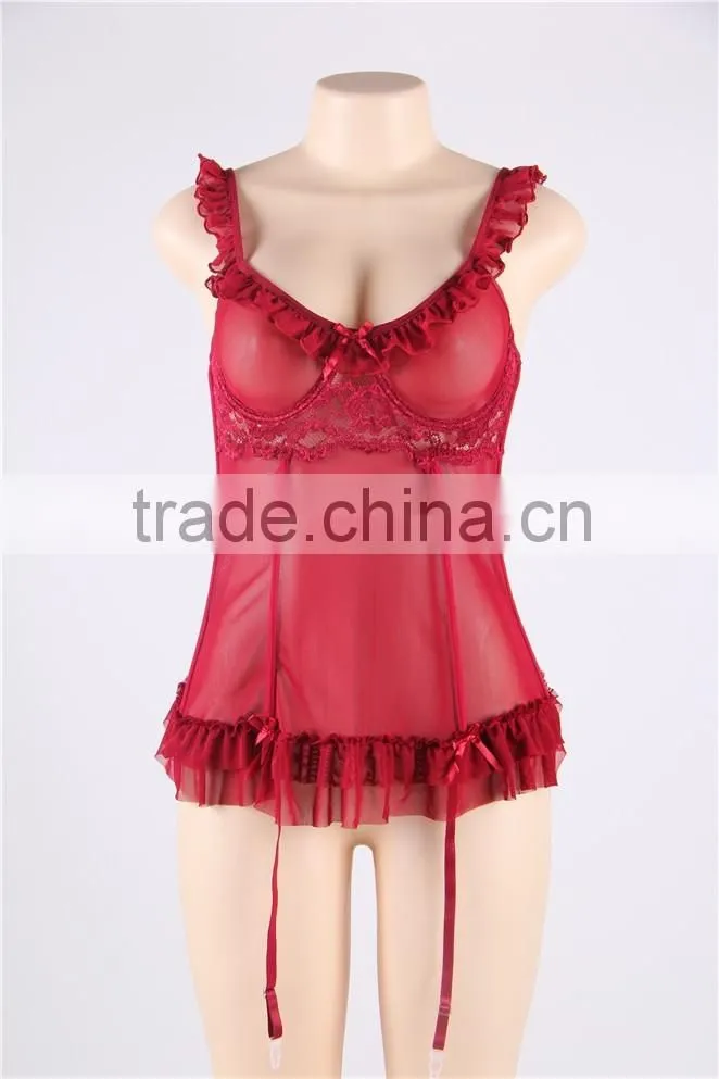Hot fashion red babydoll sex photo women sexy lingerie