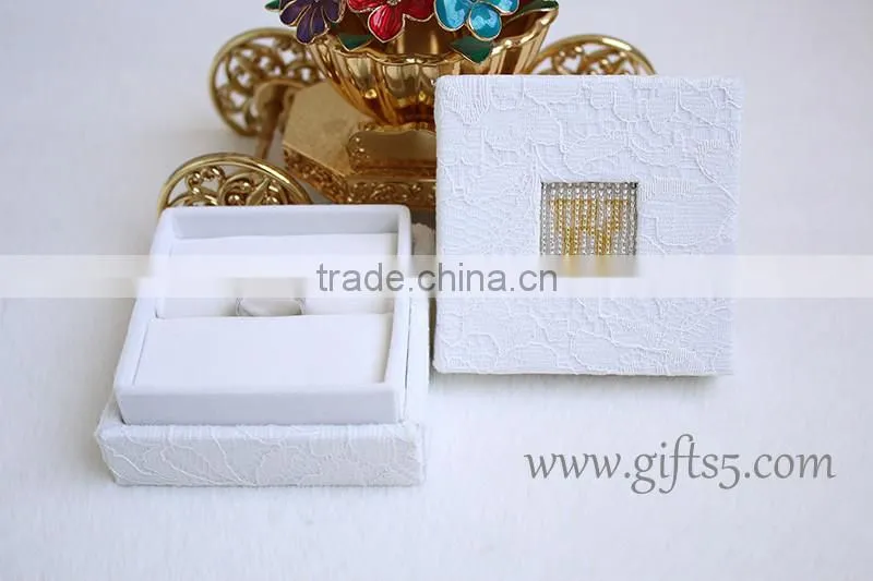Unique creative ring boxes wedding ring bearer box with beaded name plate of W