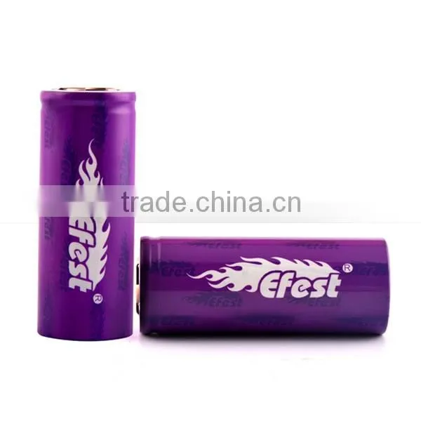 2016 new version battery Efest 26650 li-ion battery 3.7v 5200mah rechargeable batteries