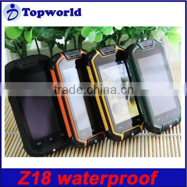 MTK6572 Dual Core Android 4.0 OS Waterproof Dustproof and Shockproof Mobile Phone Z18 with 2.5 inch Capacitive Touch Screen