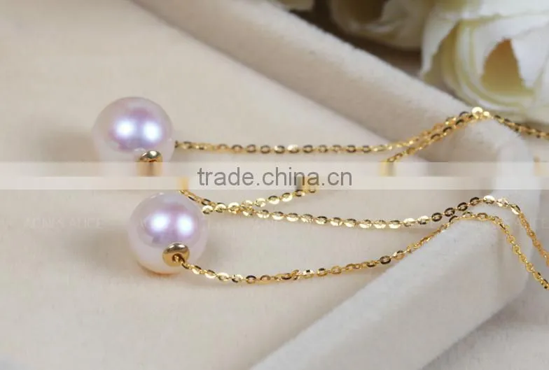 8-8.5mm AAA natural white 18k gold pearl pendant, pearl pendant designs gold, akoya pearl pendant