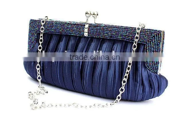 High Quality ladies evening party bag plicated satin clutch evening bags