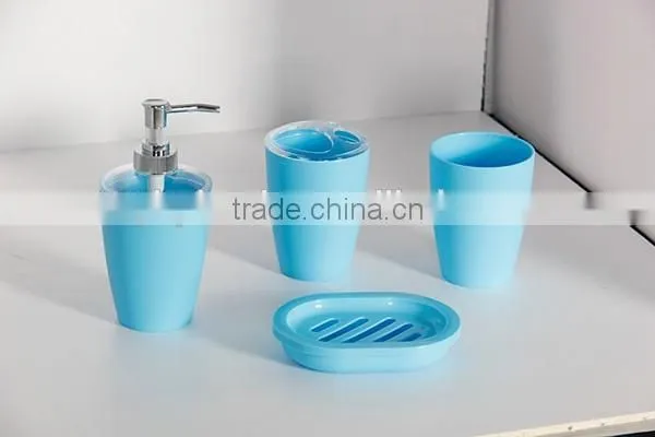 Elegant plastic 4pcs bathroom set with soap dispenser