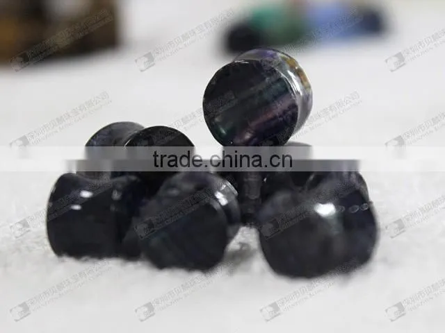 Natural amethyst double flare gemstone ear plugs,ear piercing plugs