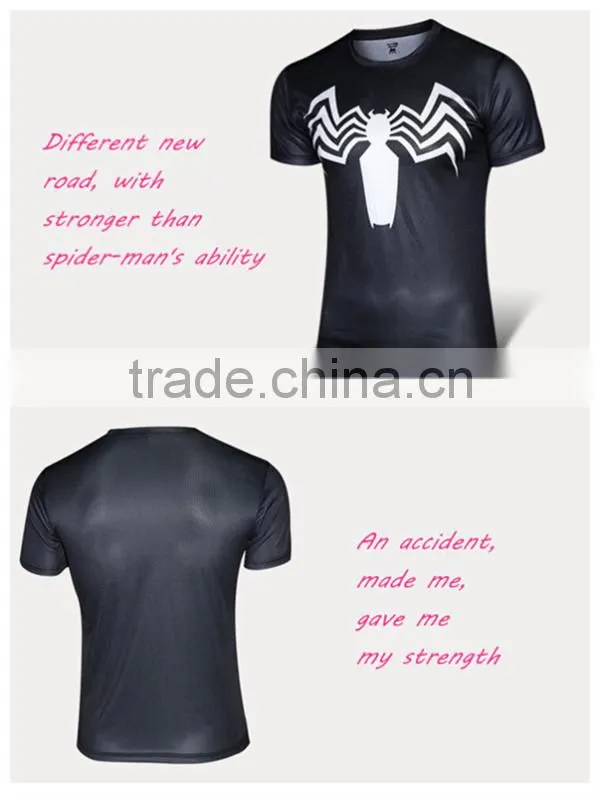 2016 New style 100% polyester dry fit superhero t shirts for men