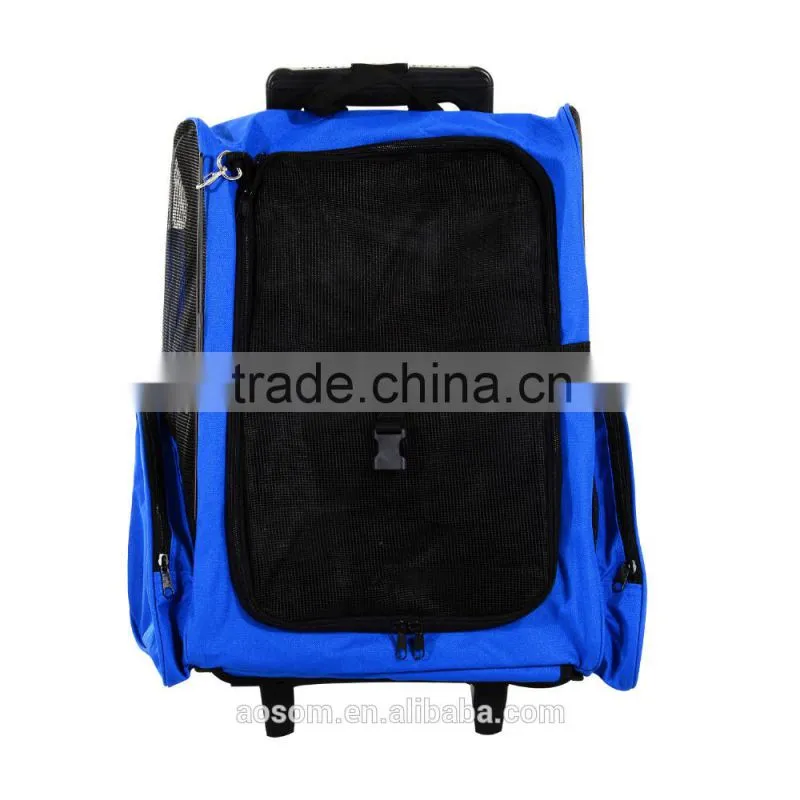 PawHut Travel Backpack w/ Trolley, Steel Wire Frame-Blue