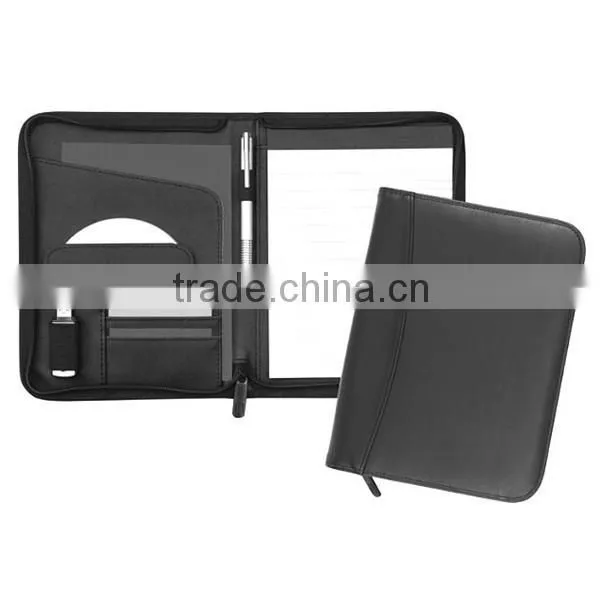 Hot selling custom leather folder/PU portfolio/file folder with LOGO