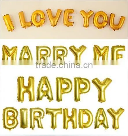 Hotting sale 16 inches foil inflatable balloon, decoration letter balloon, words/letter balloon