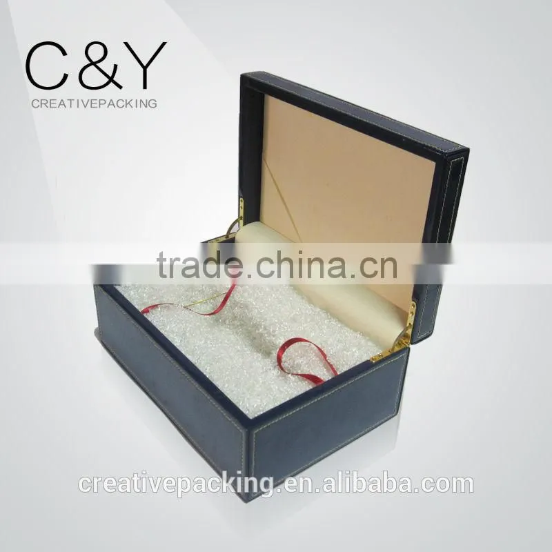 Mini round black leather jewelry gift box for wholesale