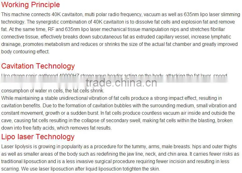 Popuar laser RF slimming machine/ vacuum machine/ cavitation machine for sale