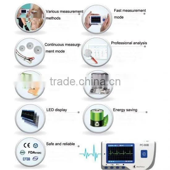 PC-80B Handheld Color Screen ECG EKG Portable Heart Monitor