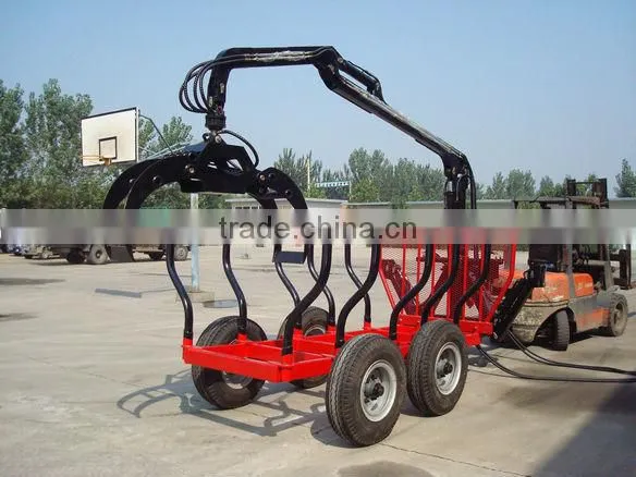 Forestry machine good quality Timber Trailer with Crane
