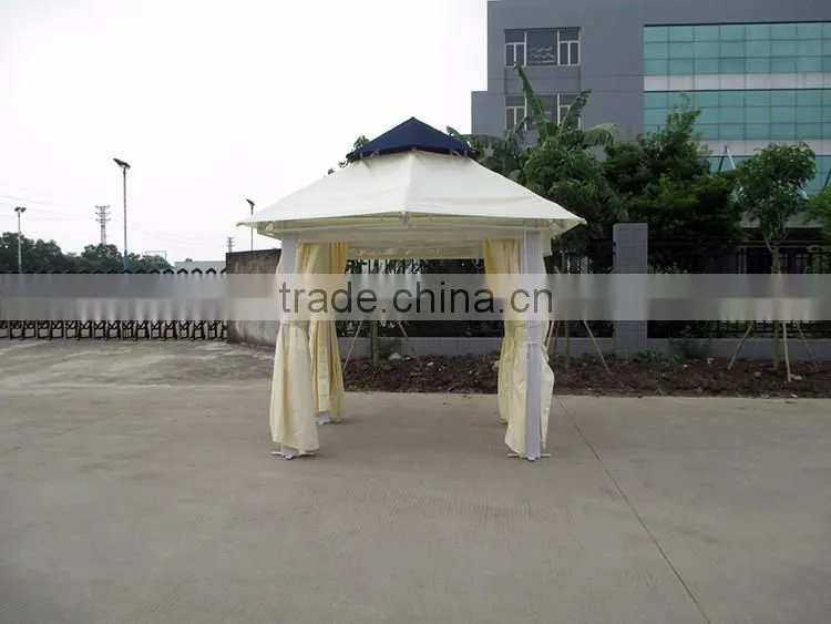 Outdoor Tent Rattan Gazebo With Curtains And Blind