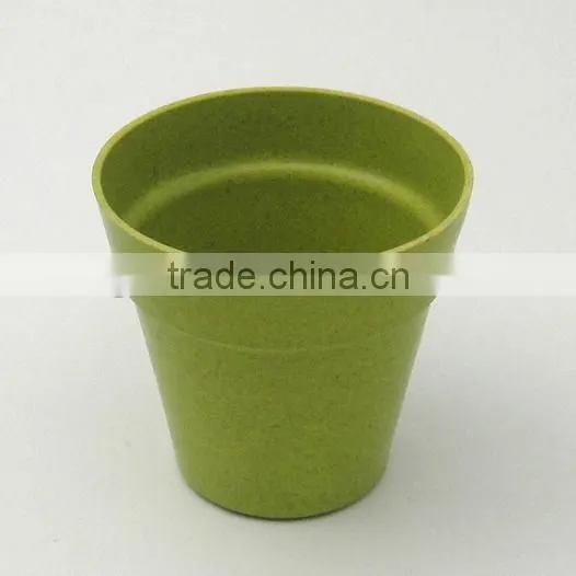 bidgradable round eco outdoor bamboo fiber plant flower pot with holder