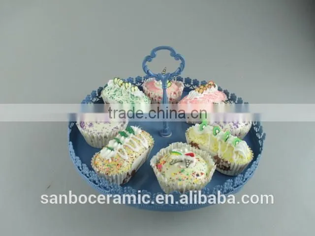 One Layer Small Colorful Cake Stand with Flower Rim OEM Factory Cheap Price