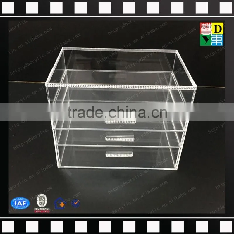 2016 HIGH TRANSPARENT ACRYLIC MAKEUP ORGANIZER 4 COMPARTMENTS WITH LIPSTICK HOLDER
