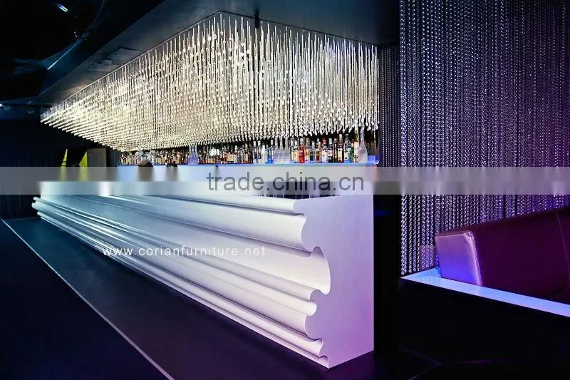 Custom sized solid surface bar counter
