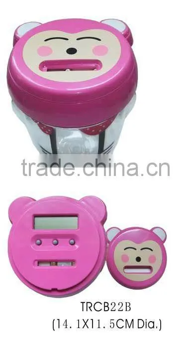 Plastic cat face digital coin bank/coin counting money box