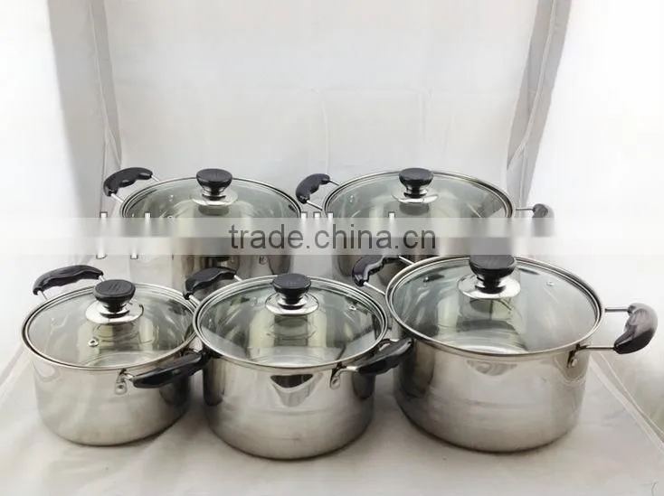 10pcs stainless steel soup pot set cookware set