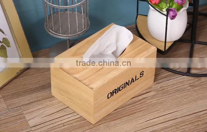 Home table decoration unfinished water-drop pattern wooden tissue box