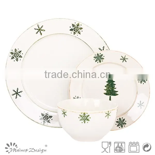 18pcs Christmas tree and snowflake Christmas decoration of ceramic tableware