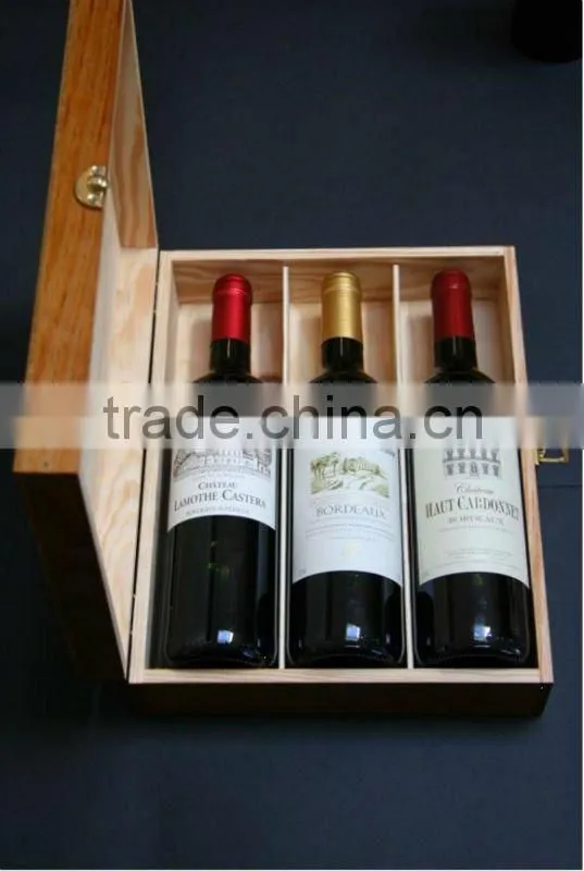 wooden wine box for 3 bottles