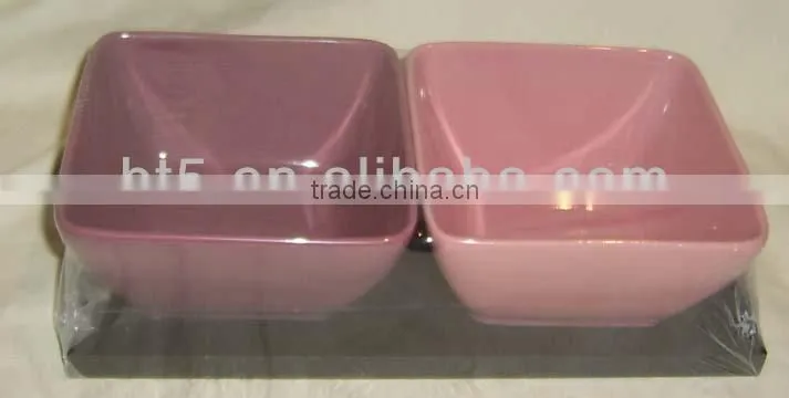 Set of 2 customized ceramic square snack plate,snack tray