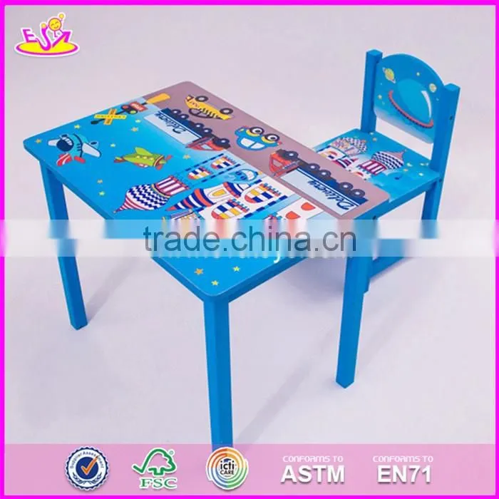 2017 New design home / school / cartoon wooden boys table and chairs W08G199