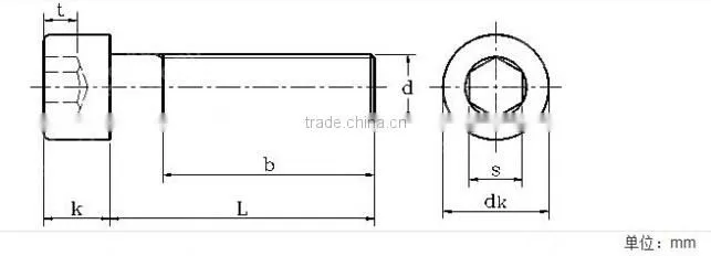 DIN912 Gr2/Gr5 Titanio Metric Hexagon Cap Screws by LIUWEI