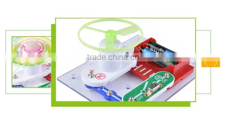 New product children plastic mini toy flying saucer electronic block kit