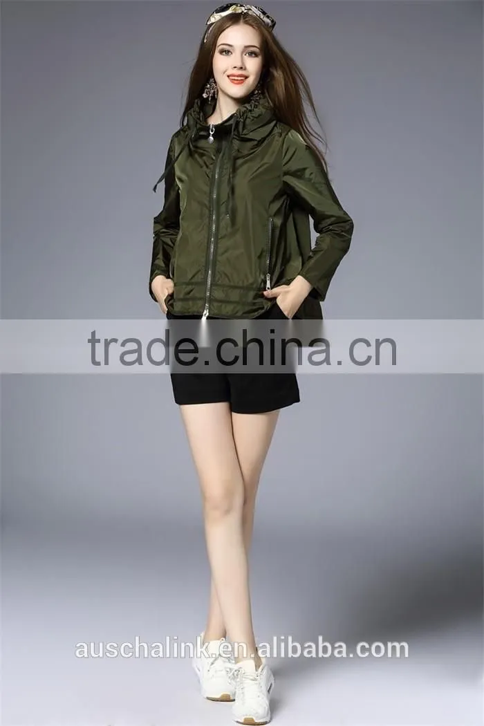 new style custom army green and navy nylon hoodie jacket cheap price