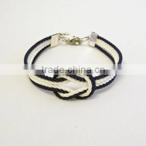 turquoise forever knot leather rope bracelet with custom charm Sailor knot Bracelet nautical friendship leather rope bracelet