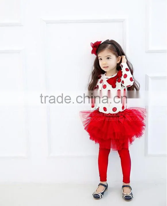 new autumn girls clothing sets baby girls long sleeve polka dots t shirts+skirts-legging baby girls outfits