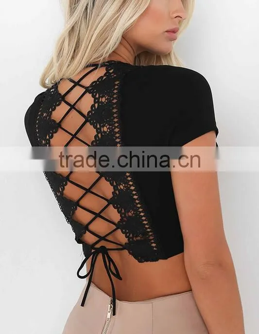 Runwaylover 117 Sexy Deep V-Neck Ladies 2017 Fashion Hollow Out Crop tops