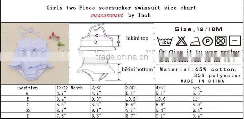 Latest Wholesale Cute Girls Seersucker Swimsuit