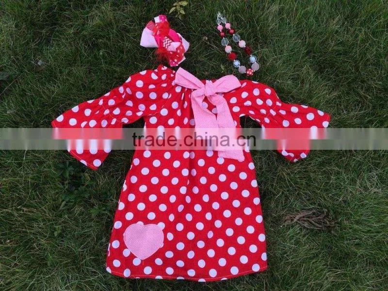baby girls heart dress valentines dress with matching hair bows and chunky necklace set