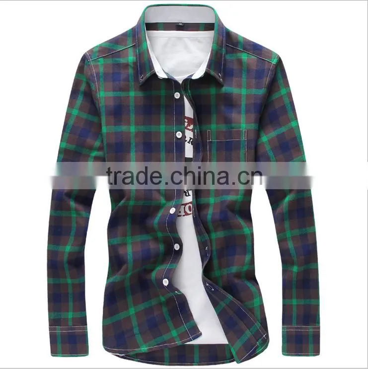 Alibaba cotton microfiber casual check Korean men style shirt